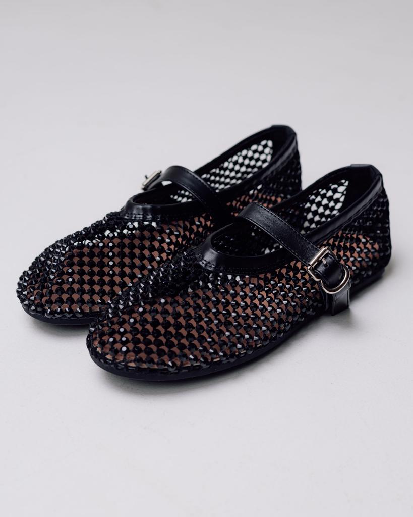 Балетки с прозрачной сеткой Aiformaria 4380248 36 черные текстиль