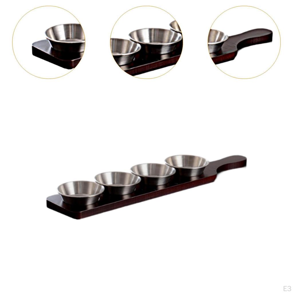 Набор тарелок для соуса, разделенная миска для приправ с деревянной подставкой, органайзер для украшения подноса, сервировка