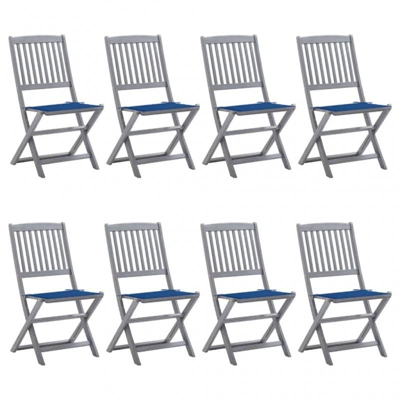Day and Night - Day and Night Folding Garden Chairs 8 Units and Cushions Solid Acacia Wood