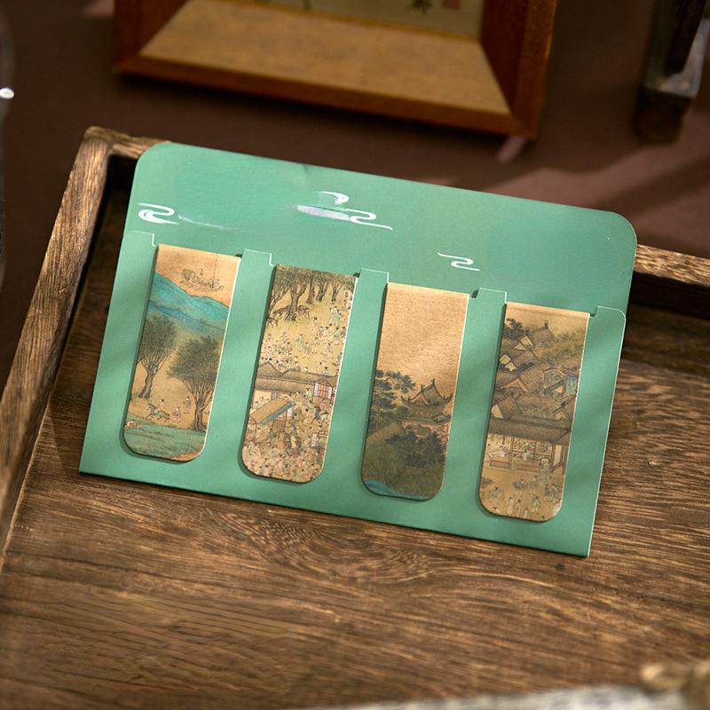 2/4/5 шт./набор Китайская ретро закладка Бамбук Лотос Журавль Пейзаж Закладка для подарка учителю Винтажная эстетическая магнитная закладка