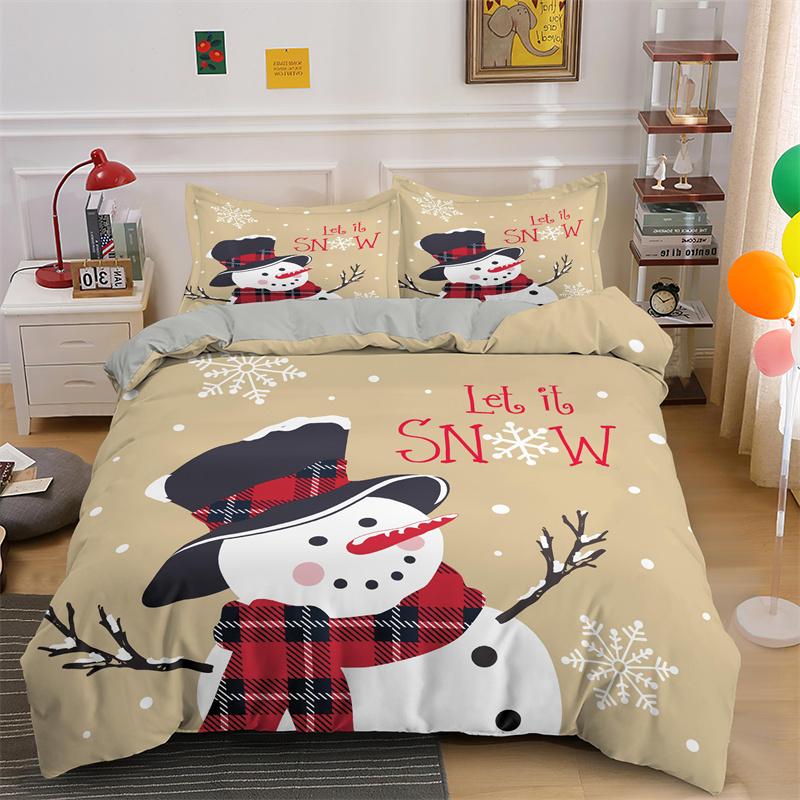 3D Merry Christmas King Queen Комплект постельного белья для детей с рисунком Санта-Клауса, снеговика, оленя, покрывало для пододеяльника, рождественское покрывало из полиэстера