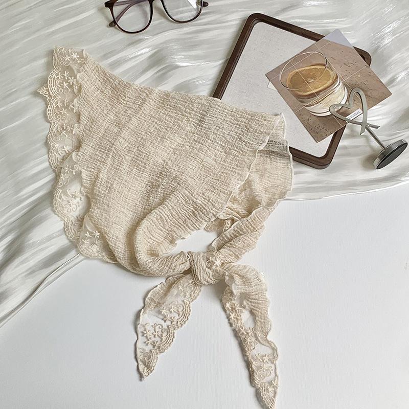 Triangle Scarf Scarf Women's New Lace Lace Solid Color Silk Scarf High-end Decorative Neck Protection Small Scarf Multi-purpose Headscarf