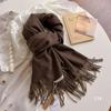 2024 New Scarf Women's Autumn and Winter Solid Color Imitation Cashmere Student Long Style Big Shawl for Warmth and Dual-use Thick Scarf