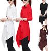 Women Shirt Long Sleeve All Match Loose Commute Mild-length Dressing Up Polyester Irregular Tied Belts Lady Shirt Female Clothing