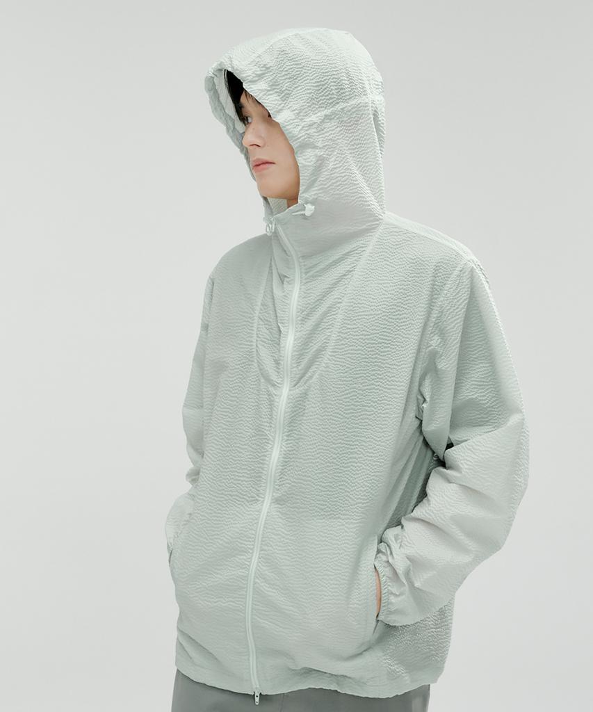 OANO Embossed Zip Hoodie / Silver Green