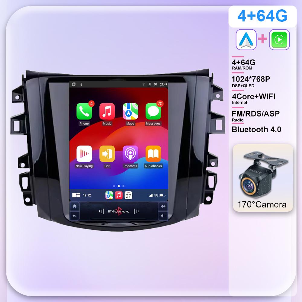Android 14 для Nissan Navara Terra Frontier NP300 2018-2020 Tesla Style Car Radio Stereo Multimedia Video Player 5G GPS Display