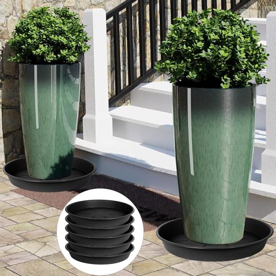 5Pcs Heavy Duty Plastic Plant Saucer Tray Flower Pot Water Tray Indoors Outdoor Corrosion-resistant Plant Water Tray