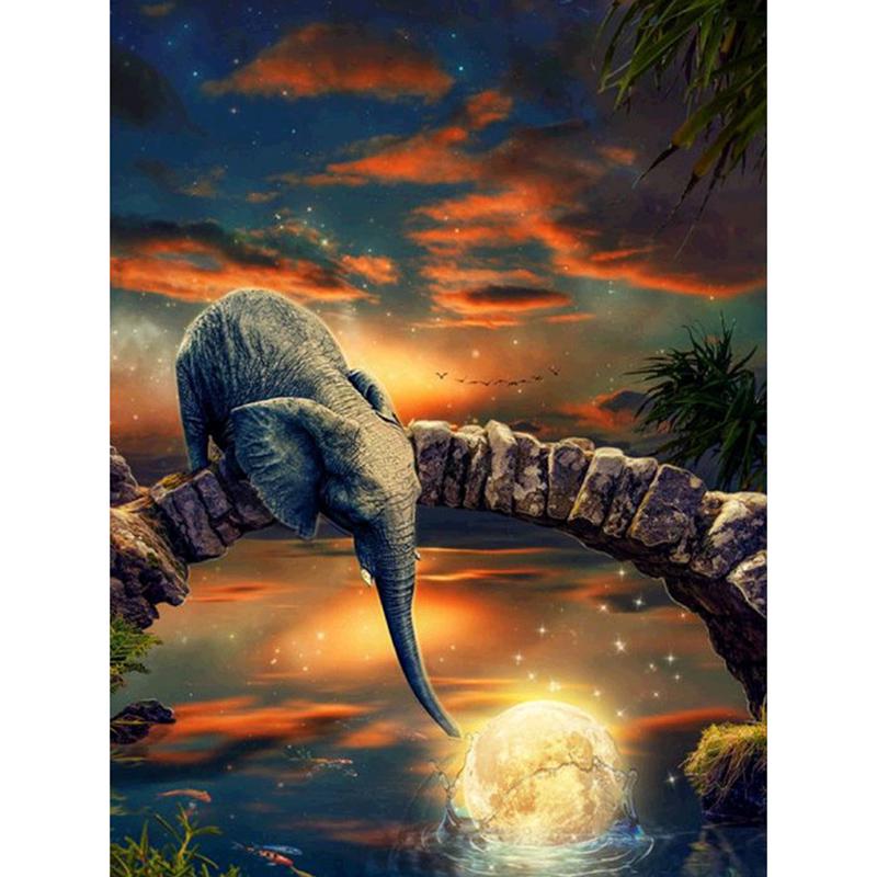 DIY Elephant 5D Diamond Painting Full Round Drill Animal Diamond Embroidery Cross Stitch Kits Wall Art Home Decor