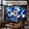 Фланелевое одеяло с индивидуальным именем, узор Rangers FC, теплое домашнее украшение