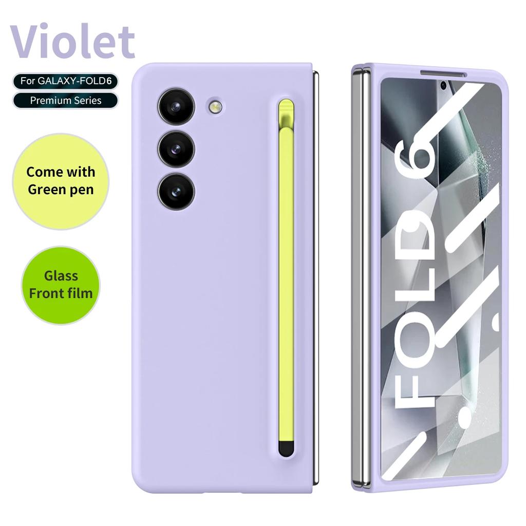 Матовый чехол с эластичным стилусом для Samsung Galaxy Z Fold 6, 5, 4, 3, дополнительная закаленная пленка, ударопрочный жесткий чехол