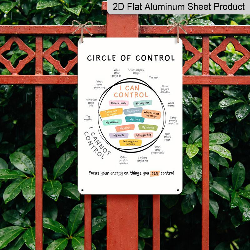 2D Flat Circle of Control Mental Health Therapy Metal Sign - 8.0x12.0inch Aluminum Wall Art, Self Care Counseling Classroom Office Decor, Pre-Drilled