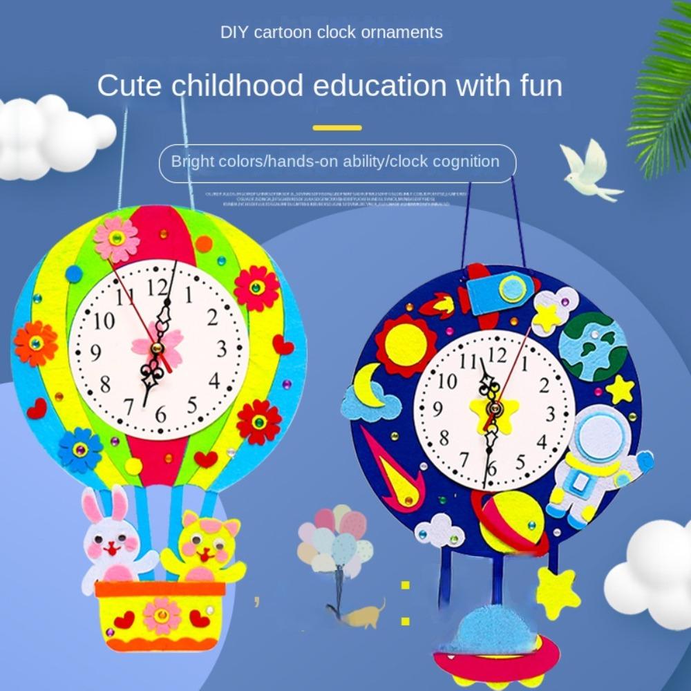DIY Puzzle DIY Clock Toys Cartoon Clock Time Teaching Aid Cognition Clocks Toys Baby DIY Toys
