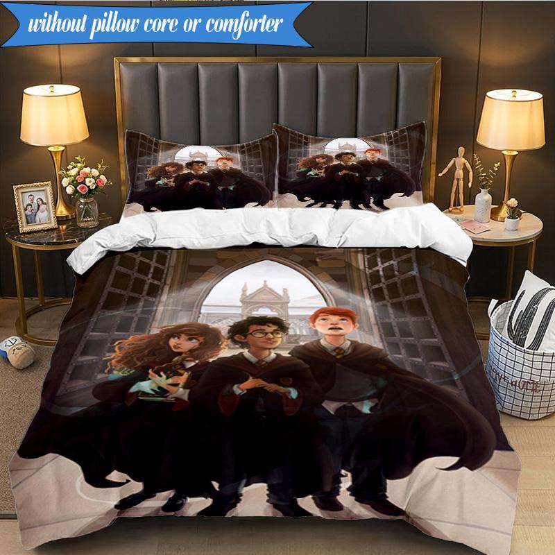 Magic School Adventure 3pcs K-pop music group Bedding set,Ideal for Bedroom, Dormitory,Including Duvet Cover And 2pcs Pillowcases,Fan gifts