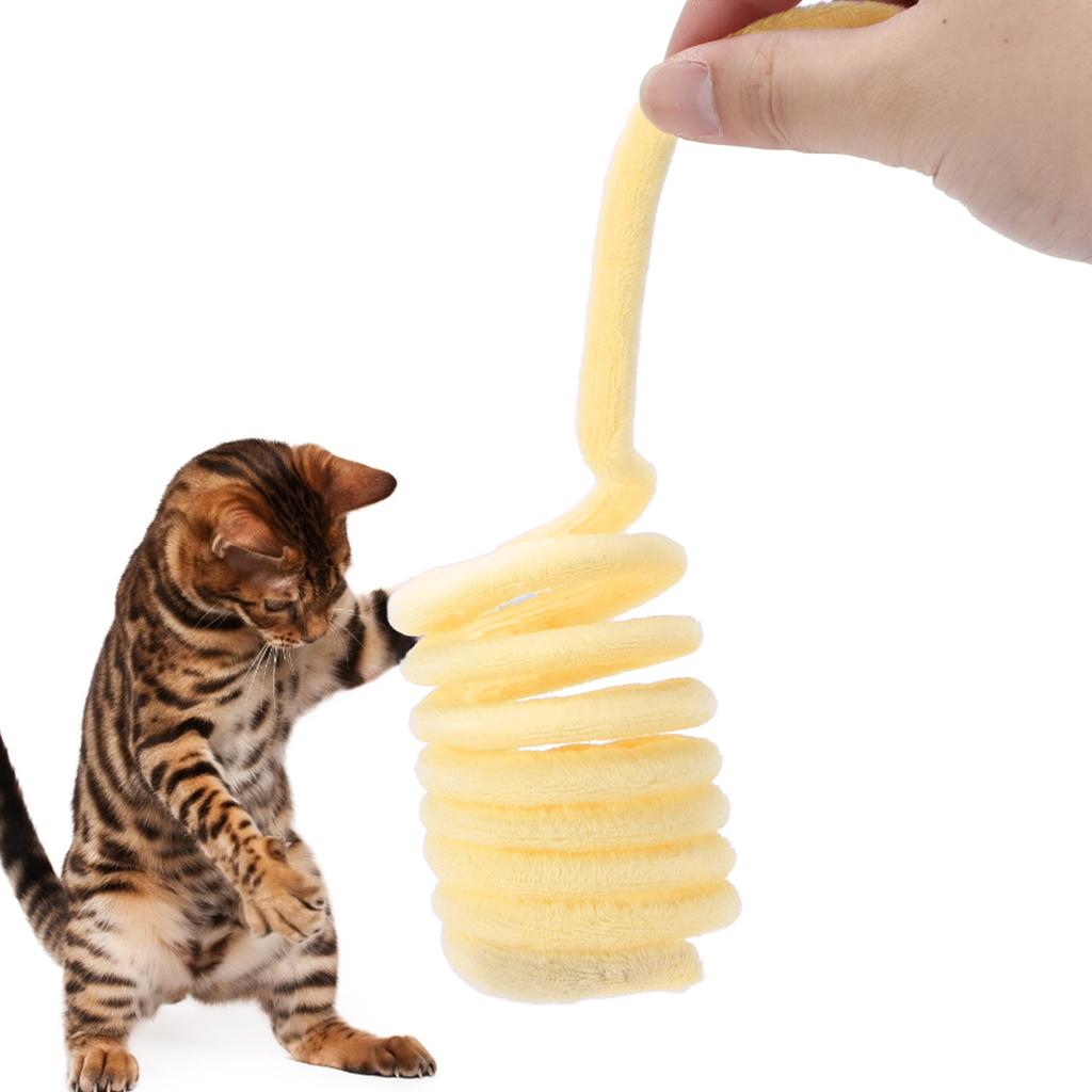 Игрушки для кошек «Пружинные» безопасные и нетоксичные жевательные улучшают здоровье Пружинные плюшевые игрушки для кошек для котят(желтый )