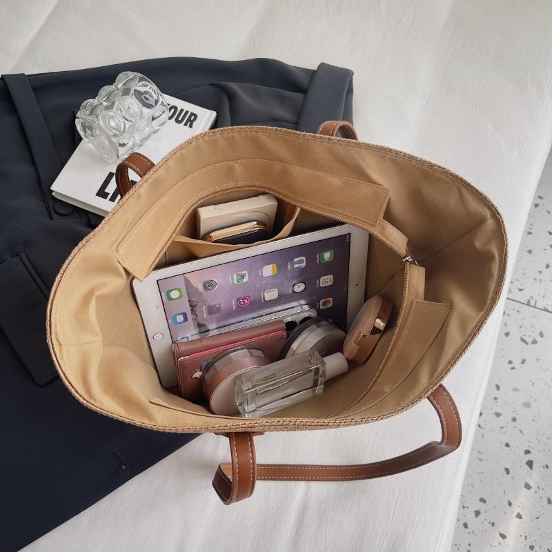 Женская плетеная пляжная сумка из травы большой емкости в полоску уникальная вещь универсальная модная летняя новинка