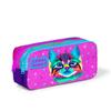 coral high Kids Purple Pink Cat Patterned Two Compartment Pencil Bag 12050