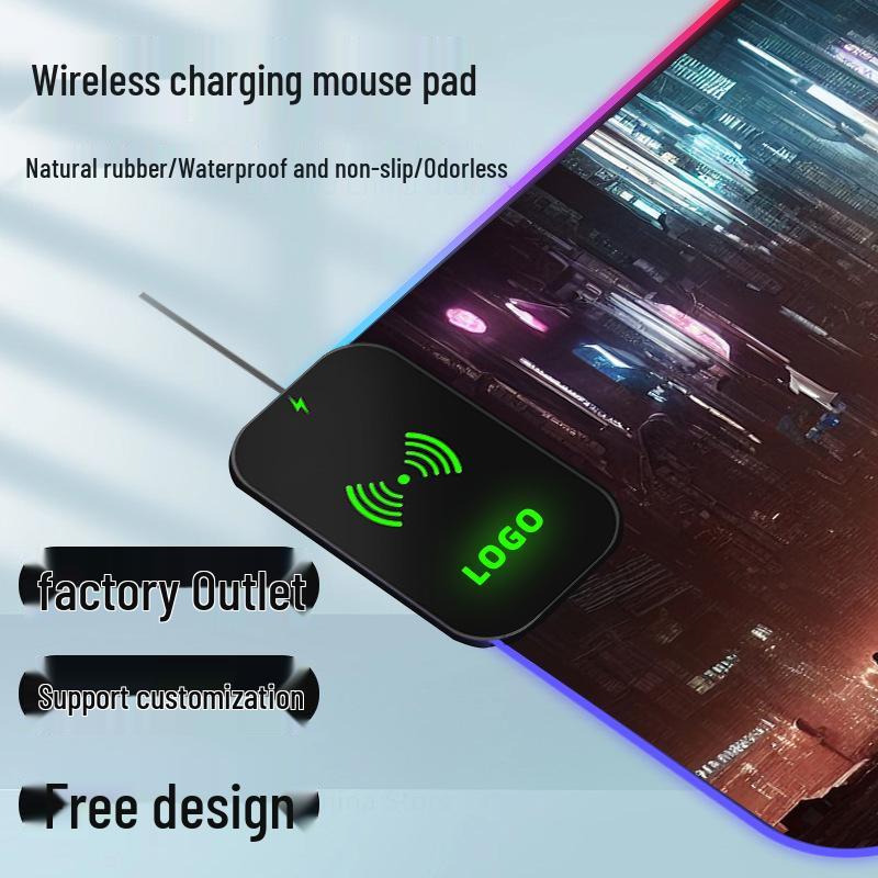 Anime Luminous Wireless Charging Mouse Pad - Large Gaming & Office Desk Mat