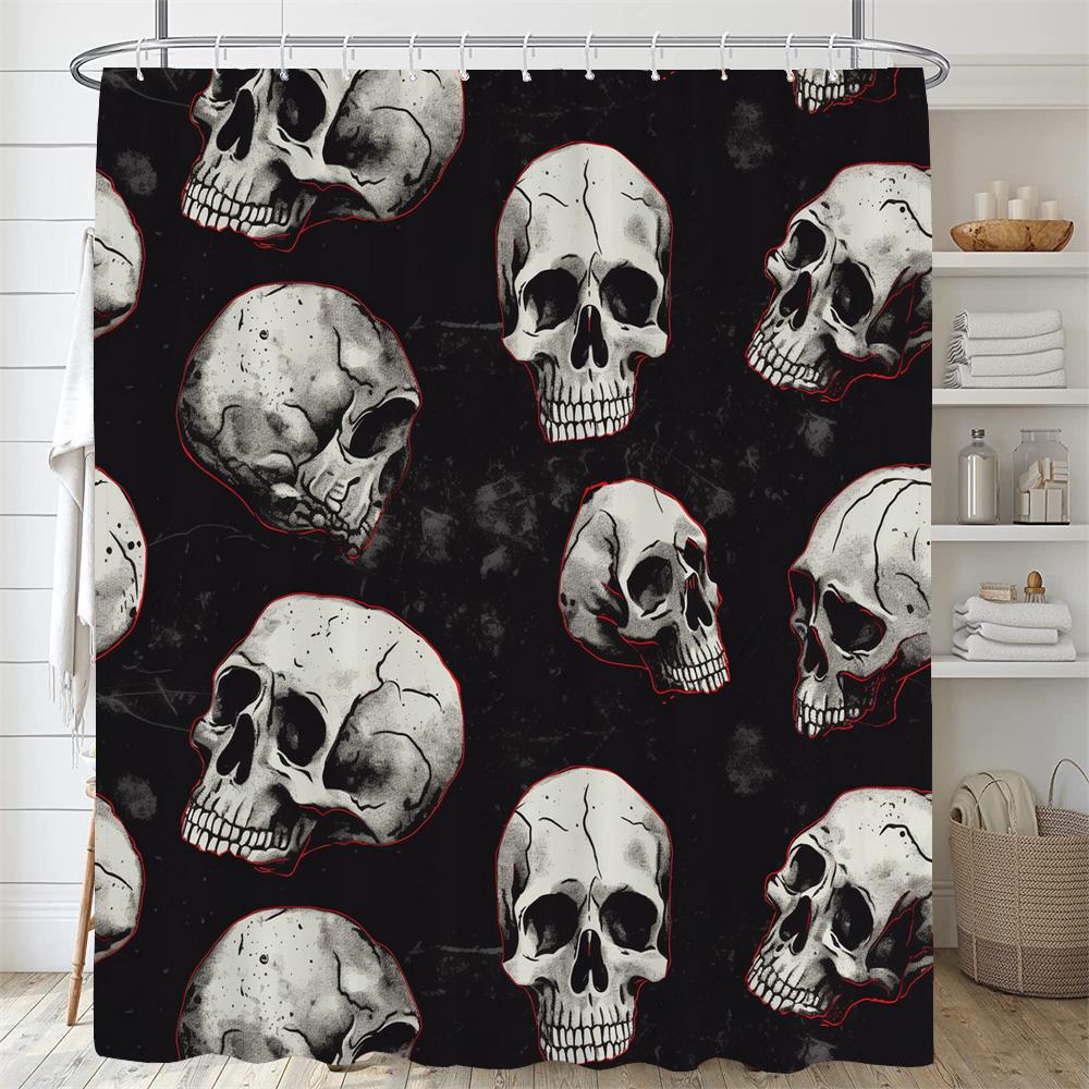 Личность Цветы и Ужас Скелет Череп Шторка для душа Полиэстер Ткань Домашний декор Хэллоуин Занавеска для ванной с крючками