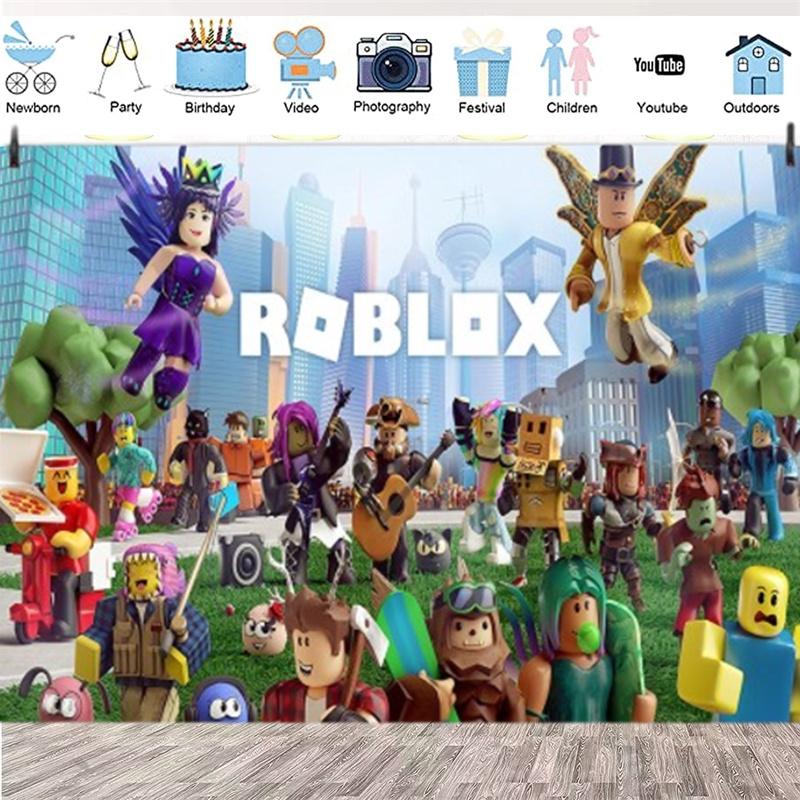 Баннер для украшения дня рождения в стиле игры Roblox для мальчиков 5x3 Этилен Фотофон Ткань