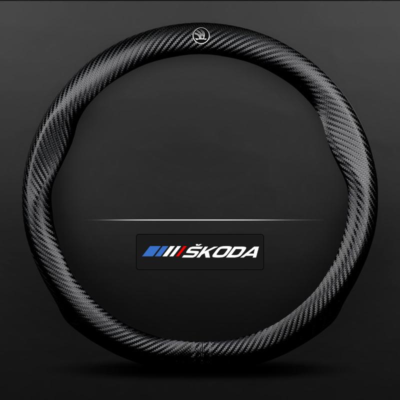 38cm For Skoda VRS Kodiaq Karoq Kamiq Octavia 1 a5 Scala Superb Yeti Fabia ENYAQ Citigo Carbon Fiber Car Steering Wheel Cove ahd631