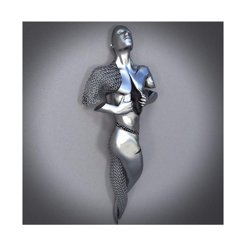3D Visual Gold Silver Metal Figure Art Statue Canvas Painting Romantic Abstract Posters and Prints Wall Pictures Modern Home Decor for Living Room