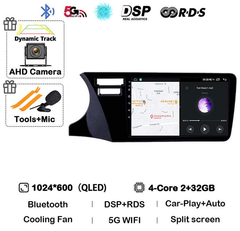 Android 14 Carplay Auto For Fit Honda City 2014 2015 2016 2017 Multimedia Stereo Car Radio DVD Video Player Navi Head Unit Audio