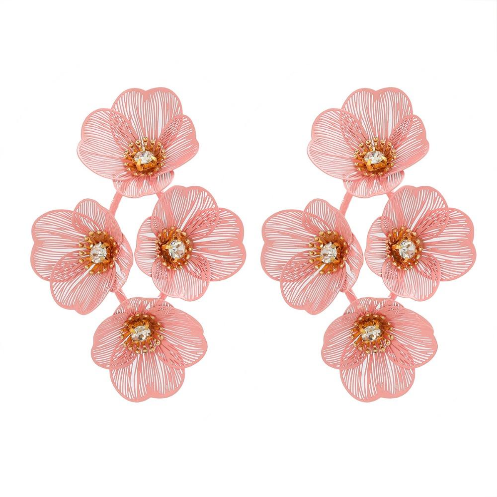 Роскошные преувеличенные цветочные серьги-подвески из цинкового сплава, длинные висячие серьги с цветочными кисточками, банкетные