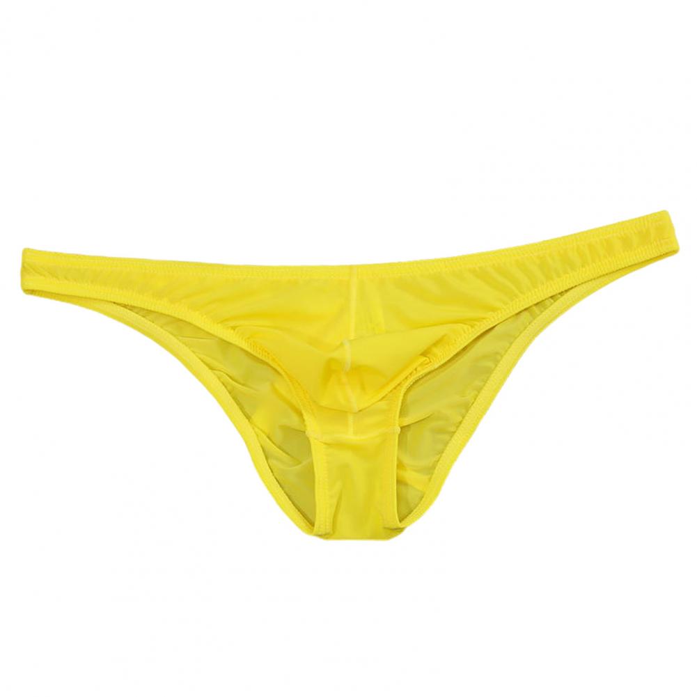 Men Briefs Ice Silk Ultra-Thin Low-Waist Underwear U-Convex Solid Color Elastic Breathable Panties Daily Wear