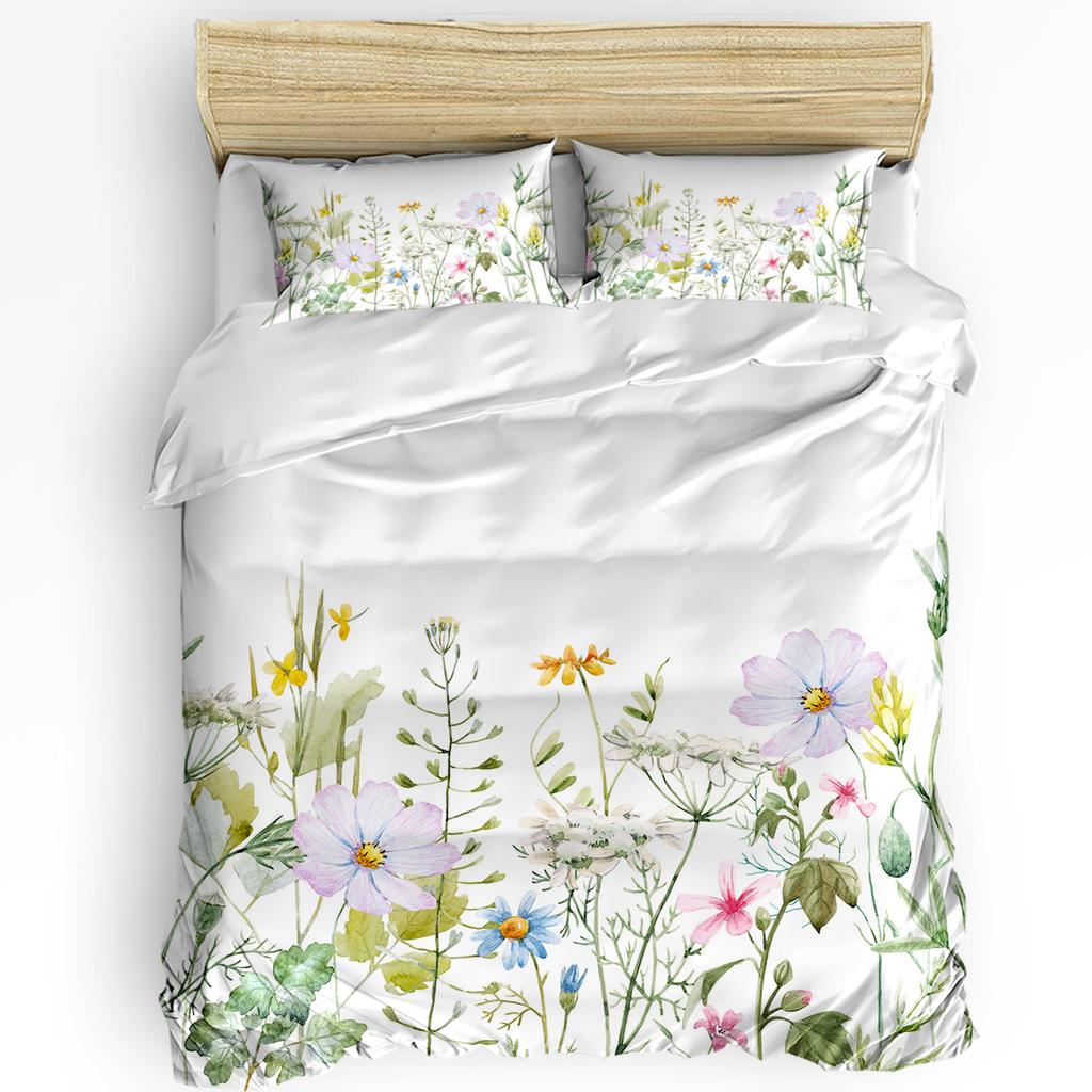 Wild Flower Eucalyptus Sunflower Plant Lavender 3pcs Bedding Set For Double Bed Home Textile Duvet Cover Quilt Cover Pillowcase