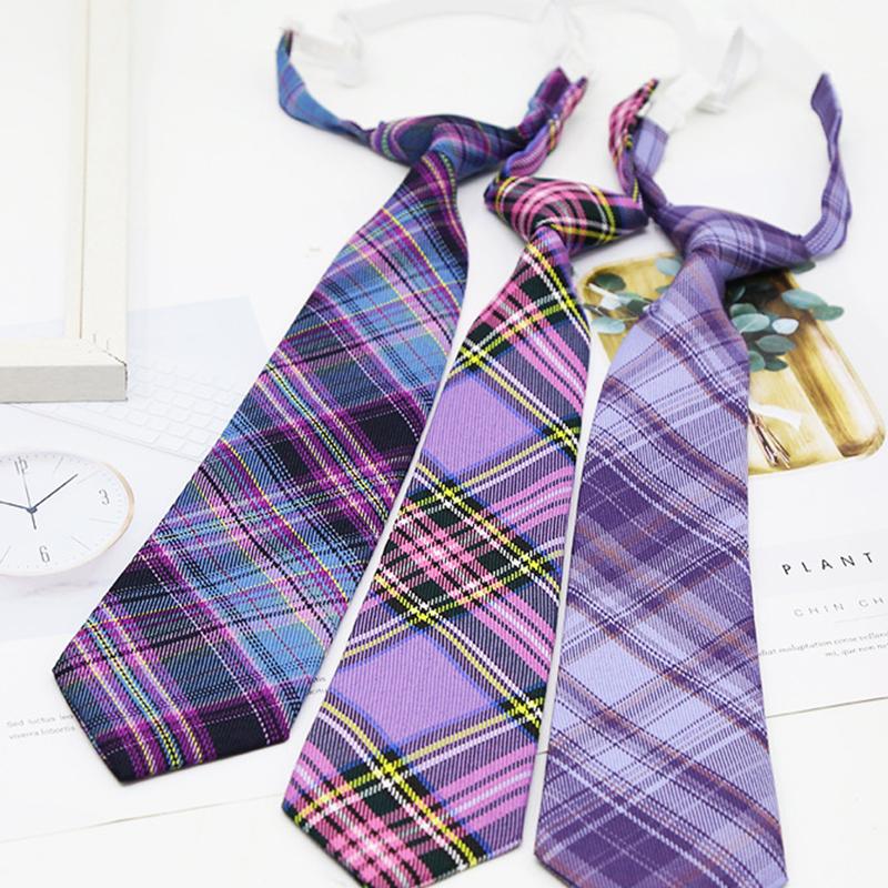 Creative Knot-Free Tie Student Preppy Print Color Plaid Jk Tie