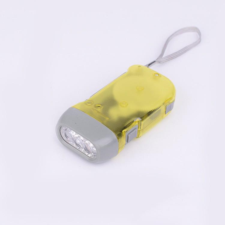 Portable Hand Pressing LED Night Flashlight Self-Powered Dynamo Crank Power Wind Up Manual Power Generation For Camping Riding