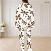 Women Plus Size White Floral Printed Round Neck Long Sleeve Top And Pants Two Piece Set
