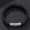 Модный мужской черный плетеный кожаный браслет с застежкой из нержавеющей стали, модные ювелирные браслеты