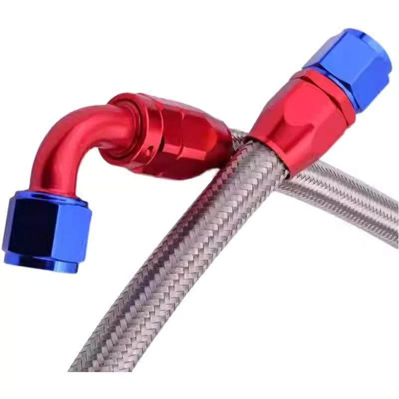HQ 2Pcs For PTFE Oil Fuel Line Hose End Fitting AN4 AN6 AN8 AN10 AN12 Straight 0° 45° 90° 180° Reble Hose End Fitting Adapter