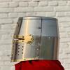 Средневековый шлем крестоносца Стальной латунный рыцарский доспех Шлем для косплея Ren Faire Снаряжение для ролевых игр Реконструкция Коллекционный шлем викинга