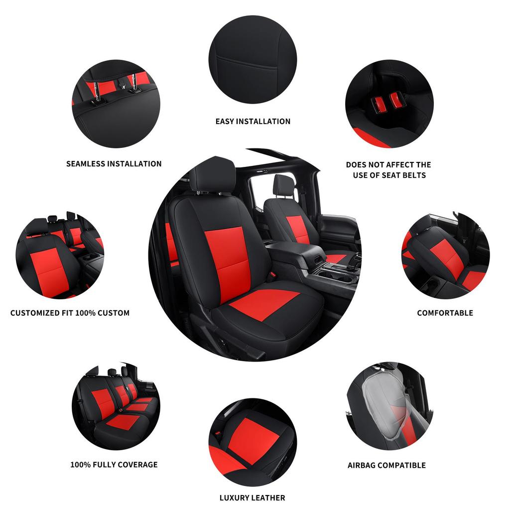 Ford Raptor F150 Leather All-Season Seat Cover, Fully Wrapped, Vehicle-Specific Cushion