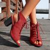 2025 Summer New Fashion Cool Boots Women's European and American Fish Mouth Ball Party Thick Heel Foreign Trade Large Size High Heel Hollow