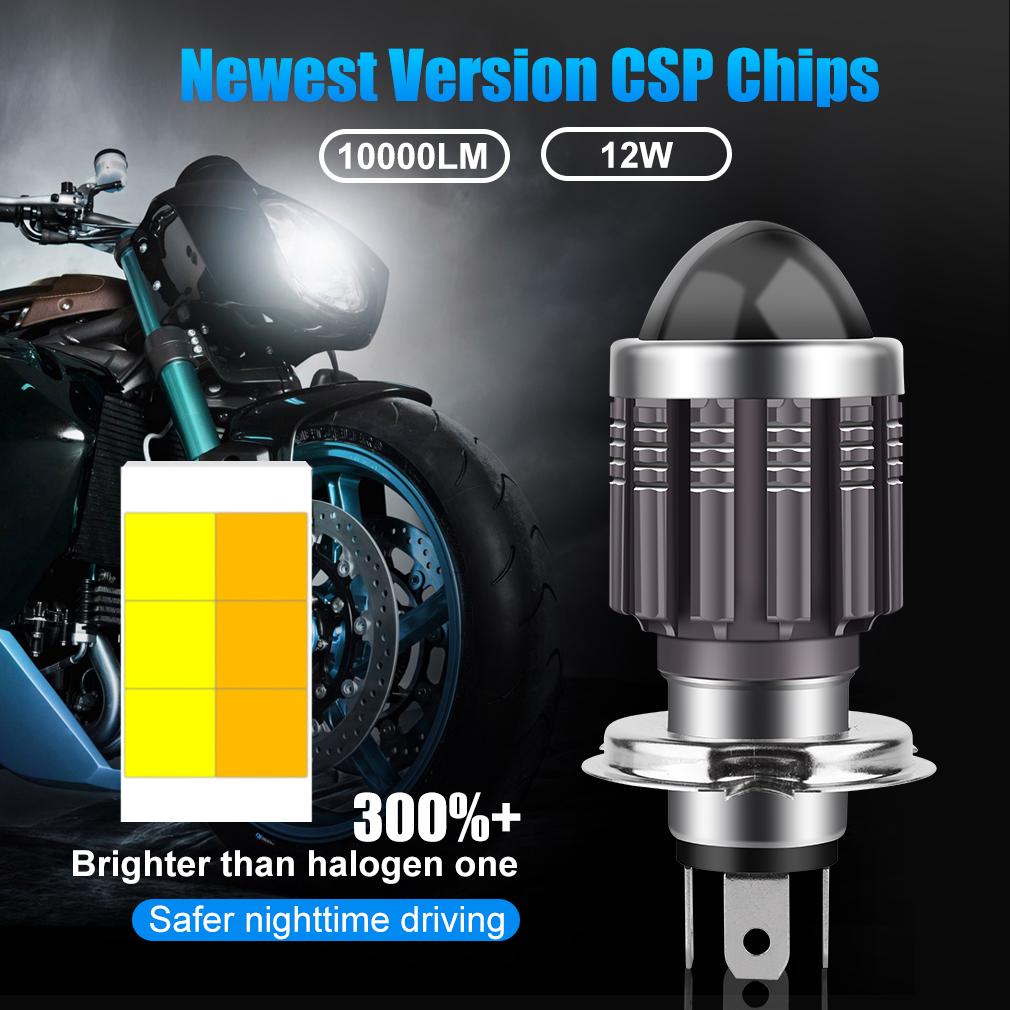 10000Lm H4 LED Motorcycle H6 BA20D LED Motorcycle Headlight Bulbs CSP Lens White Yellow Hi Lo Lamp Scooter Accessories Fog Lights 12V