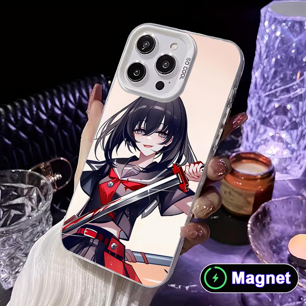 Akame Kurome White Translucent MagSafe Mobile Phone Case for iPhone 17 16 15 14 13 12 11 X XR XS Air Pro Max Plus Cover