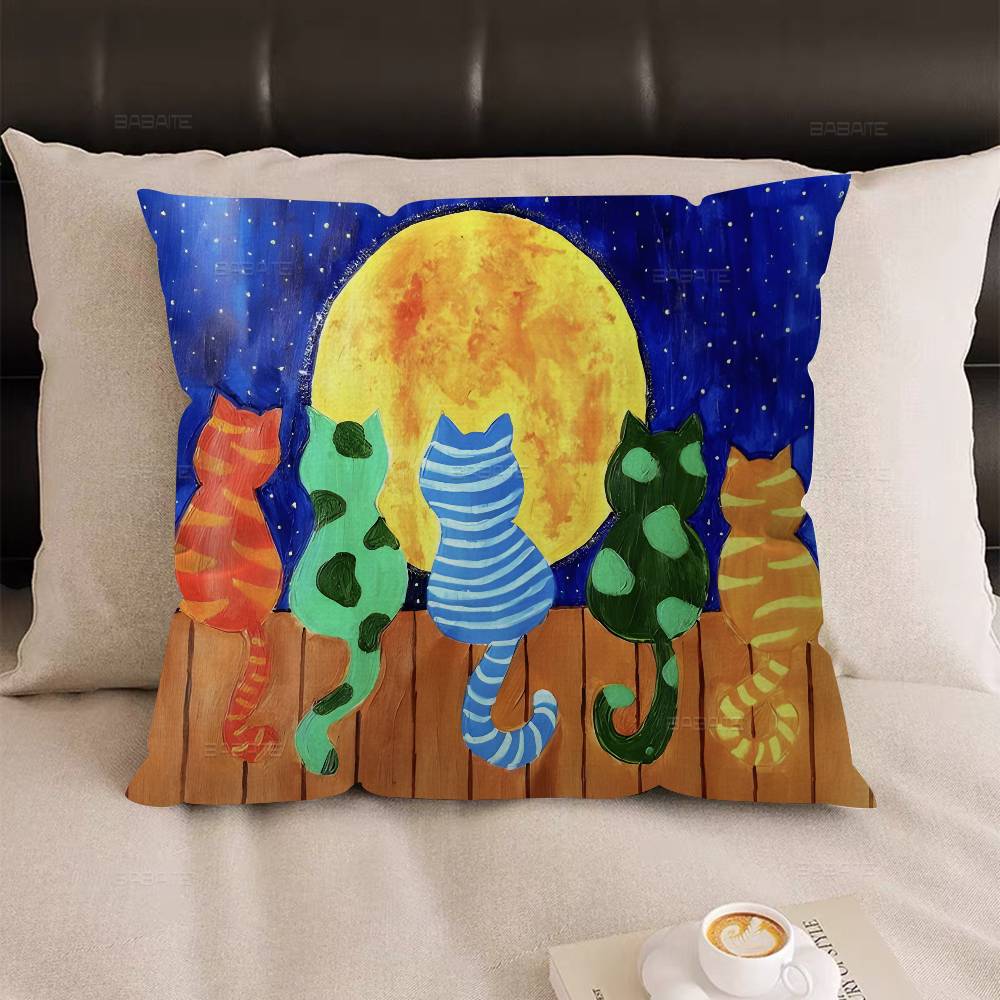 Kawaii Anime Cat Cute Decorative Room Aesthetics Pillow Case Home Decor Bedroom Sofa Bed Couch Pillow Cover 45x45