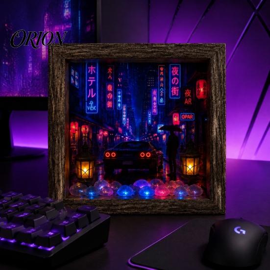 Ретро Домашний Стиль Аксессуары Деревянная 3D Шкатулка-Тень Светодиодный Ночник, Свет Стол с Уличной Сценой Винтажный Городской Арт Украшение Декор, Рамка с Теплым Свечением