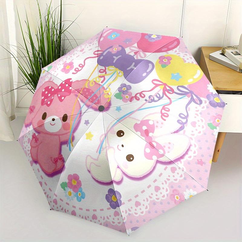 Rilakkuma, Korilakkuma Automatic Open/Close Umbrella-Cute Umbrella with Cute Design, Portable 3-Fold Compact Umbrella for Men & Women, Hallo