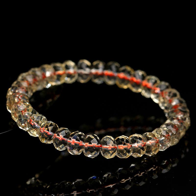 Браслет из натурального бразильского цитрина Hongchu Crystal, граненый диск-бусина, браслет из натуральной желтой кристаллической бусины-диска