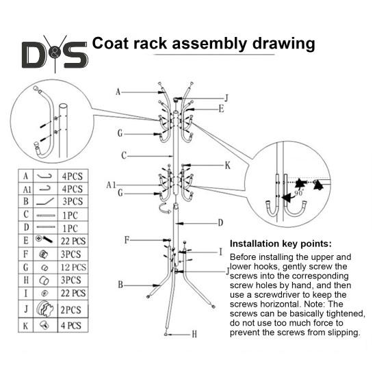 Вешалка для одежды с 12 крючками, отдельно стоящая вешалка для прихожей, спальни и офиса, металлическая вешалка для пальто, шляп и сумок