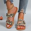Fashion 2024 Women Summer Leopard Pattern Sandals New Fashion Retro Large Flat Slippers Outdoor Vacation Beach Casual Shoes Lightweight
