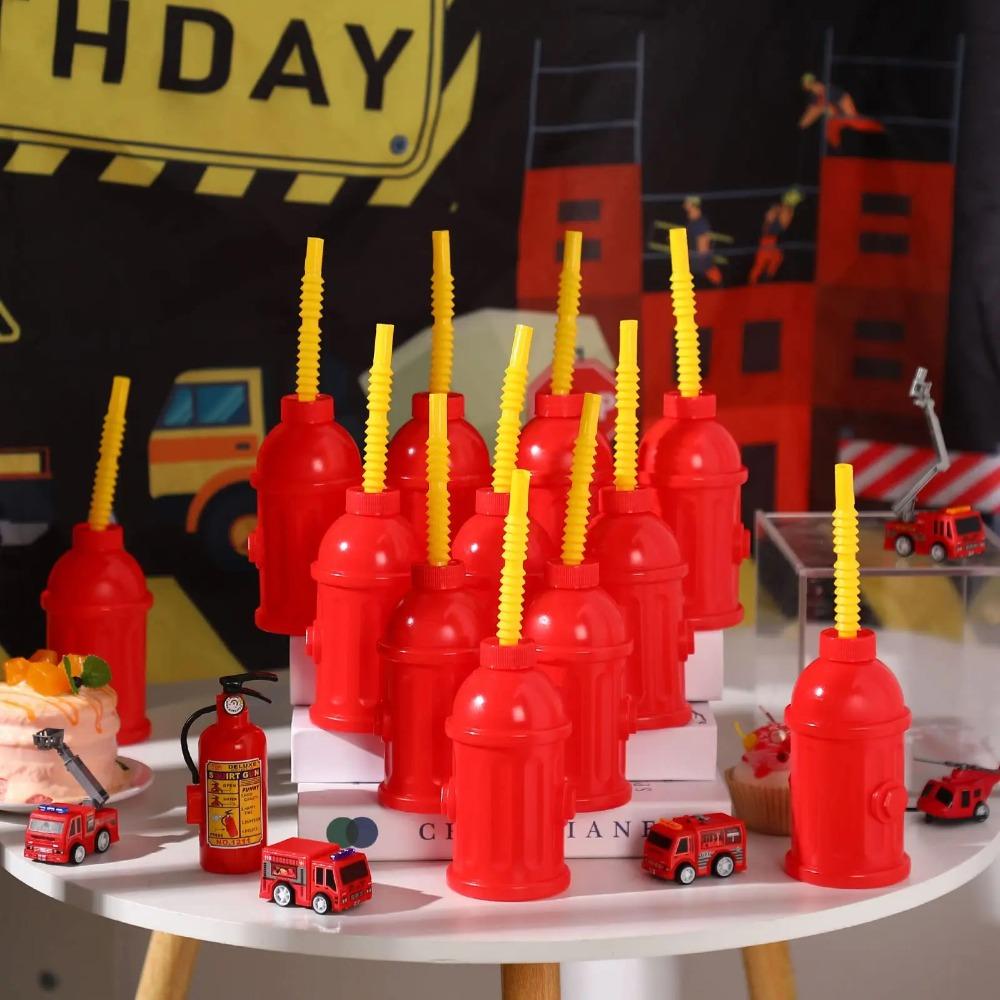 Novelty Fire Hydrant Water Cup Red Party Supplies Creative Fire Hydrant Straw Cup Boys