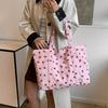 Strawberry Printed Canvas Tote Bag - Large Capacity Single-Shoulder Storage Bag, Fashionable Casual Women's Handbag