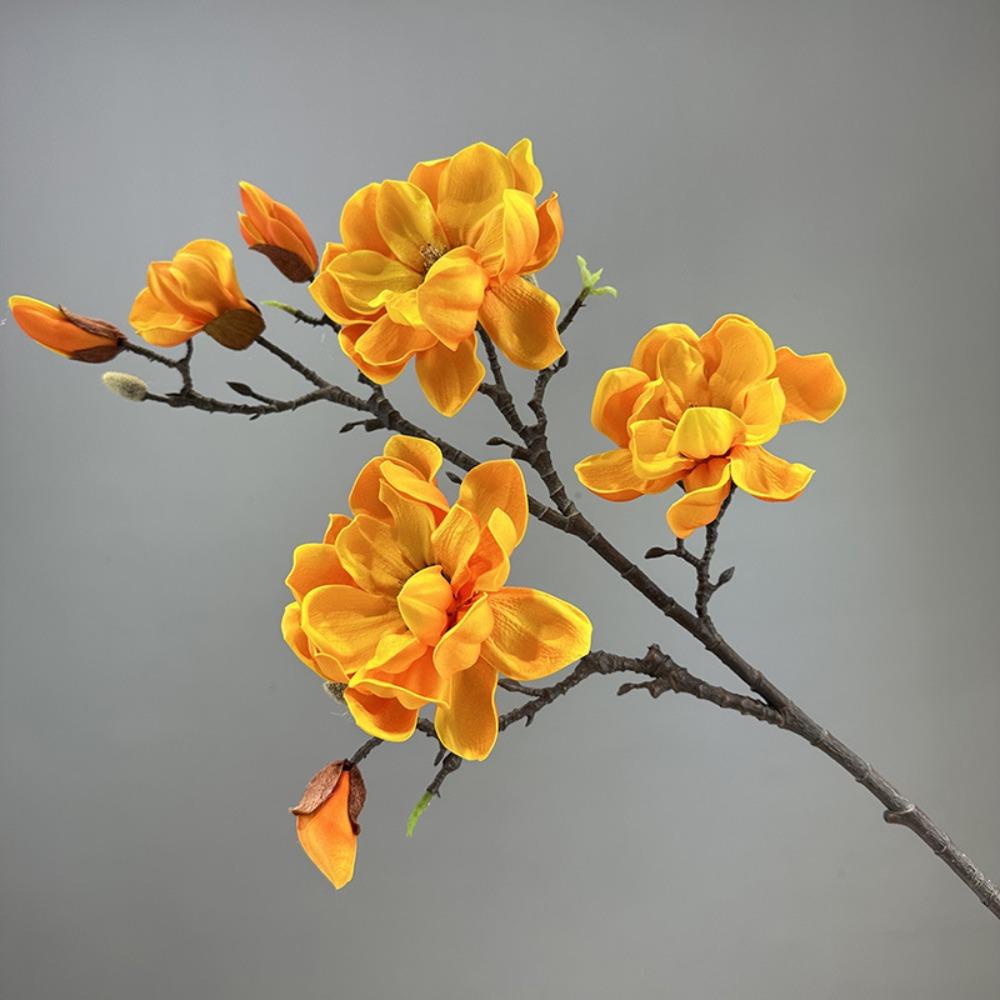 Handmade Simulation Big Magnolia Real Touch Fake Flower Artificial Magnolia Branch  Teacher's Day