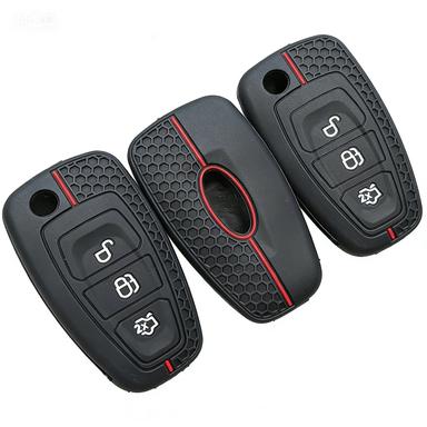 3-Button Silicone Flip Folding Car Key Cover Protector Shell For 2013 Models With Keychain