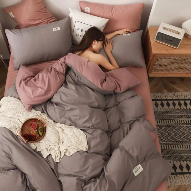 Home Textile Solid Color Duvet Cover Frosted Ab Side Simple Quilt Cover Boy Kid Teen Girl Bedding Linen Single Double King Queen